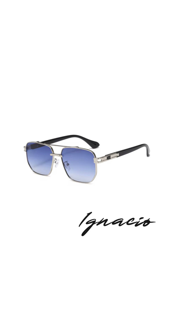Silver/ ocean blue lenses